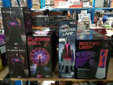 14 ITEMS – 7 X PLASMA BALL, 4 X COLOUR CHANGING TWISTER LAMP & 3 X MOLTEN LAMP