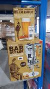 3 ITEMS – 2 X 4 BOTTLE OPTIC BAR BUTLER & 1 X THE BEER DRINKER’S BEER BOOT