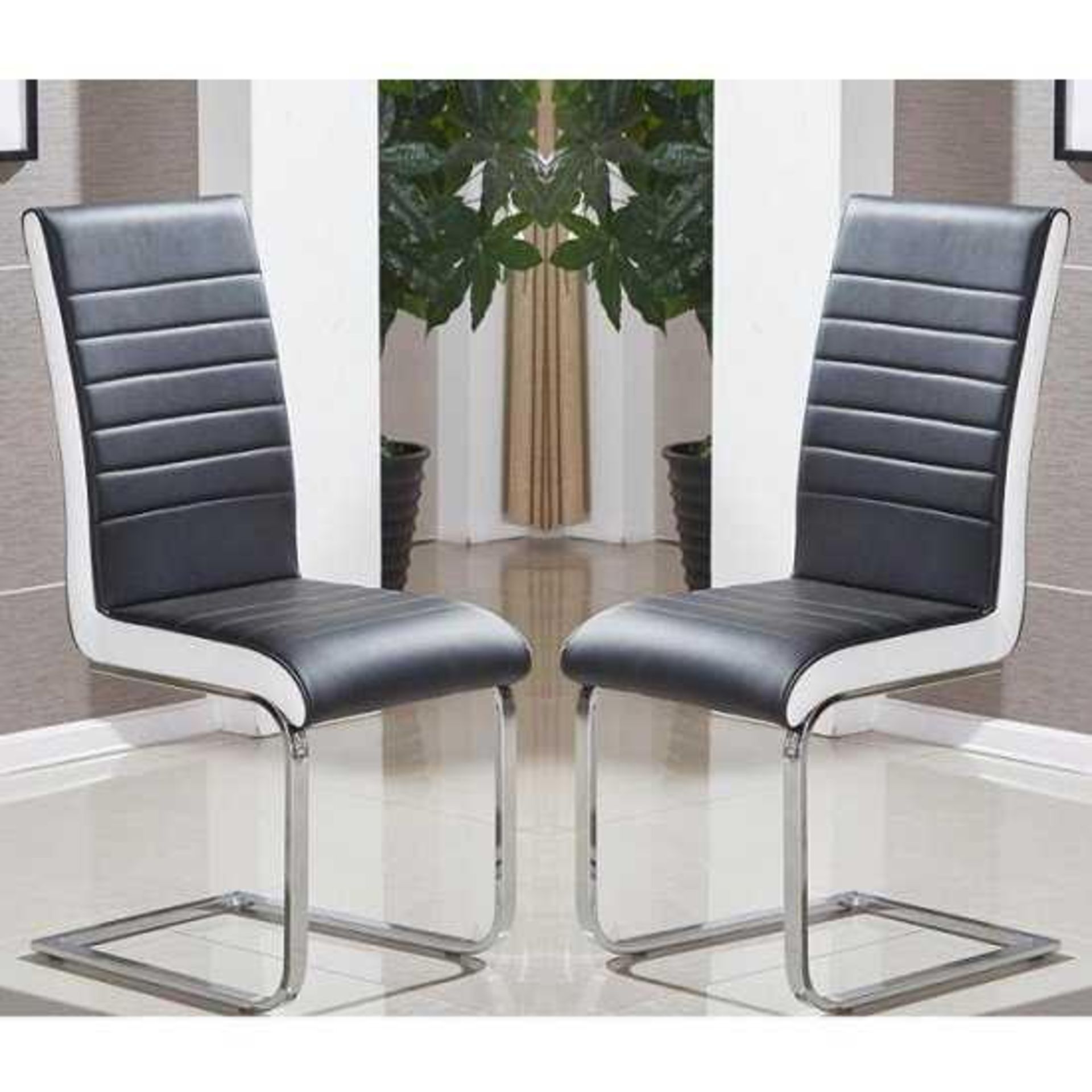 RRP £340 Boxed Symphony Dining Chair In Black And White Pu In A Box Of 4