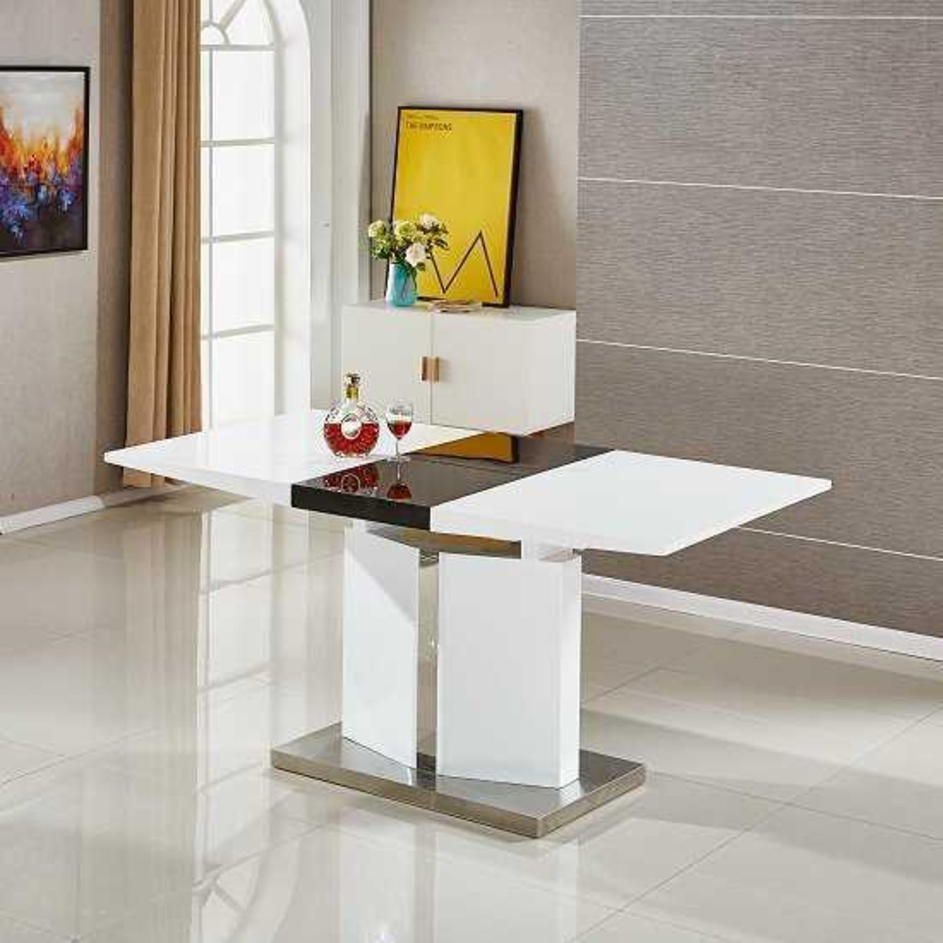 RRP £600 Boxed Belmonte Dining Table In White And Black