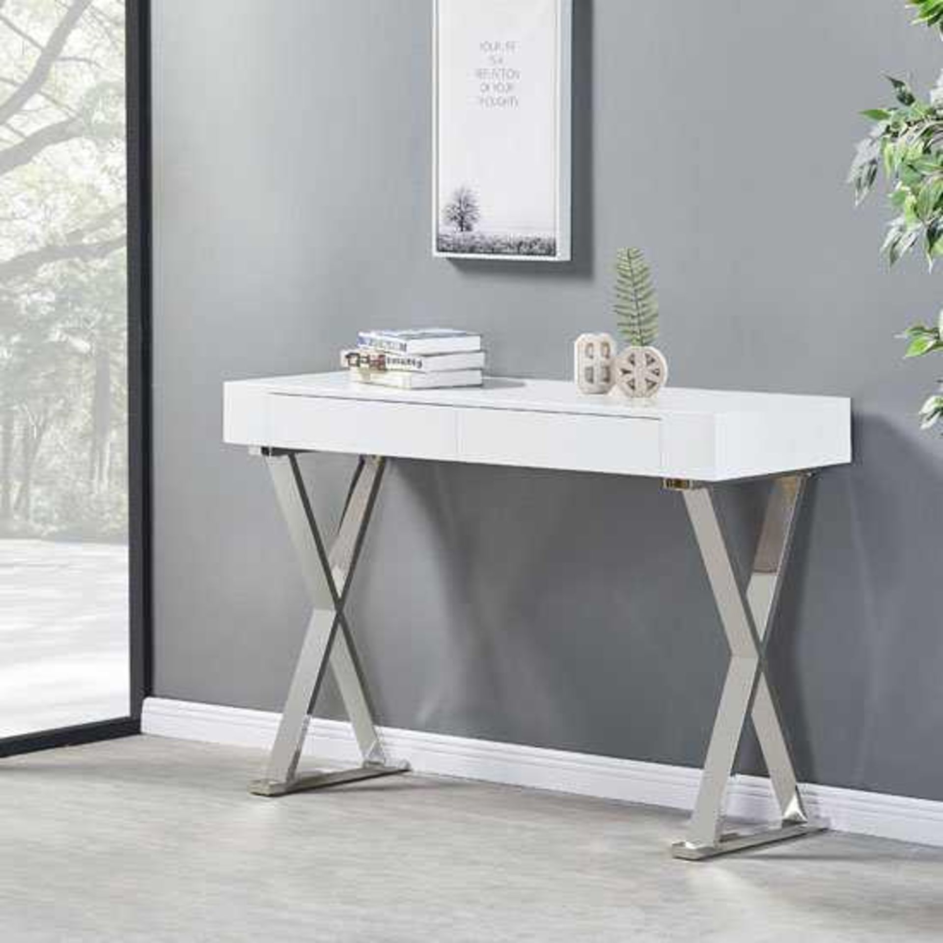 RRP £199 Boxed Mayline White High Gloss Console Table