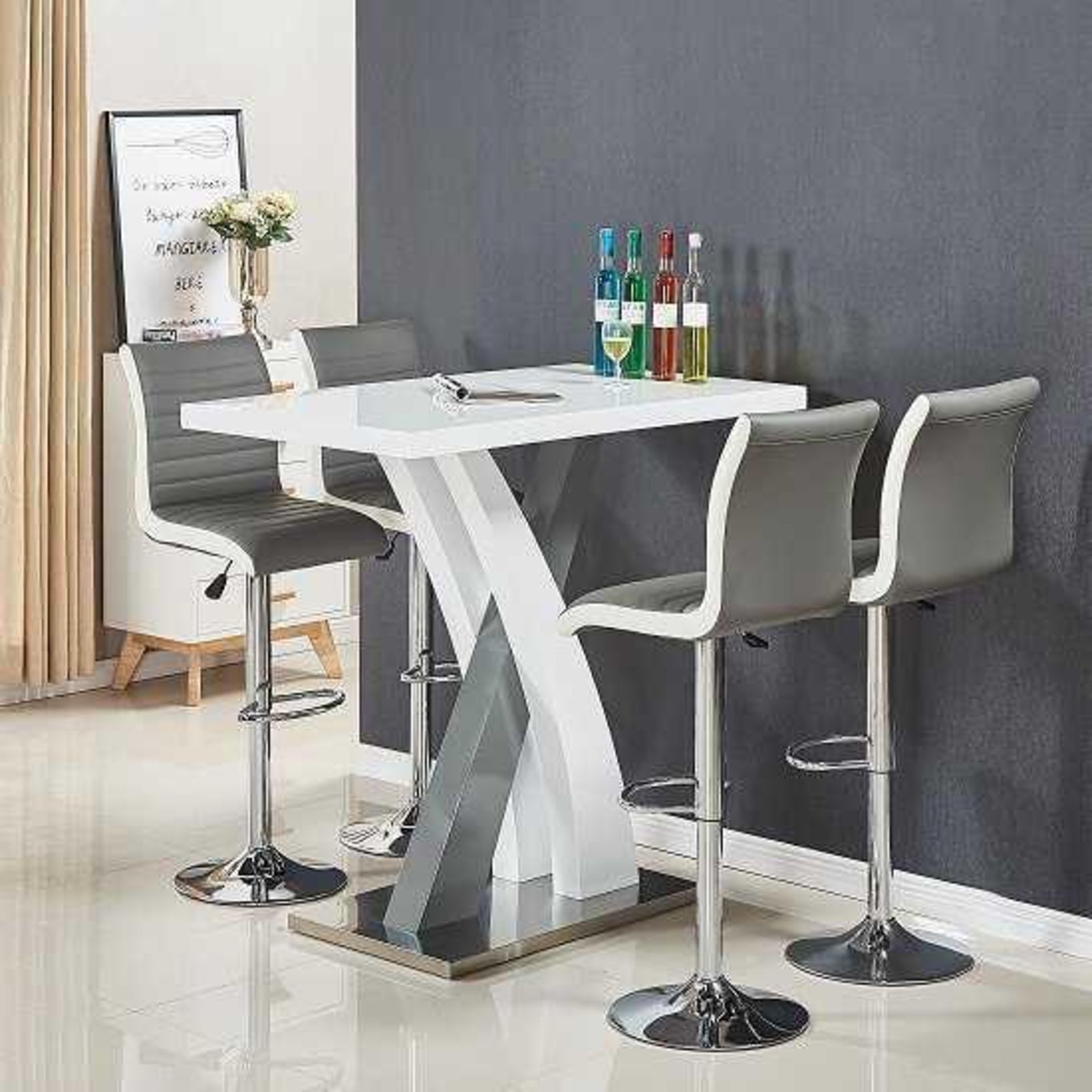 RRP £370 Boxed Axara White And Grey High Gloss Bar Table