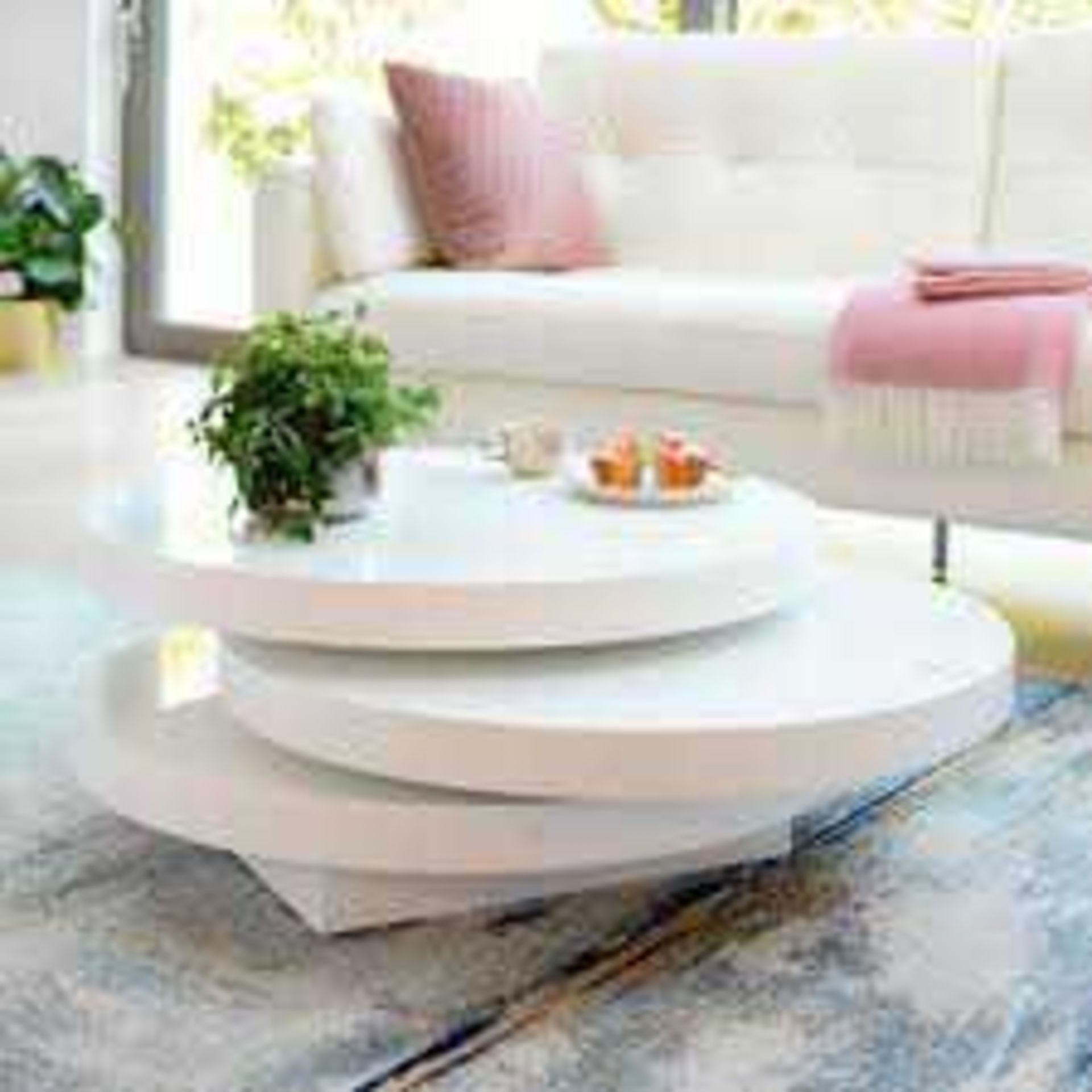 RRP £250 Boxed Triplo Round White High Gloss Coffee Table - Image 2 of 2