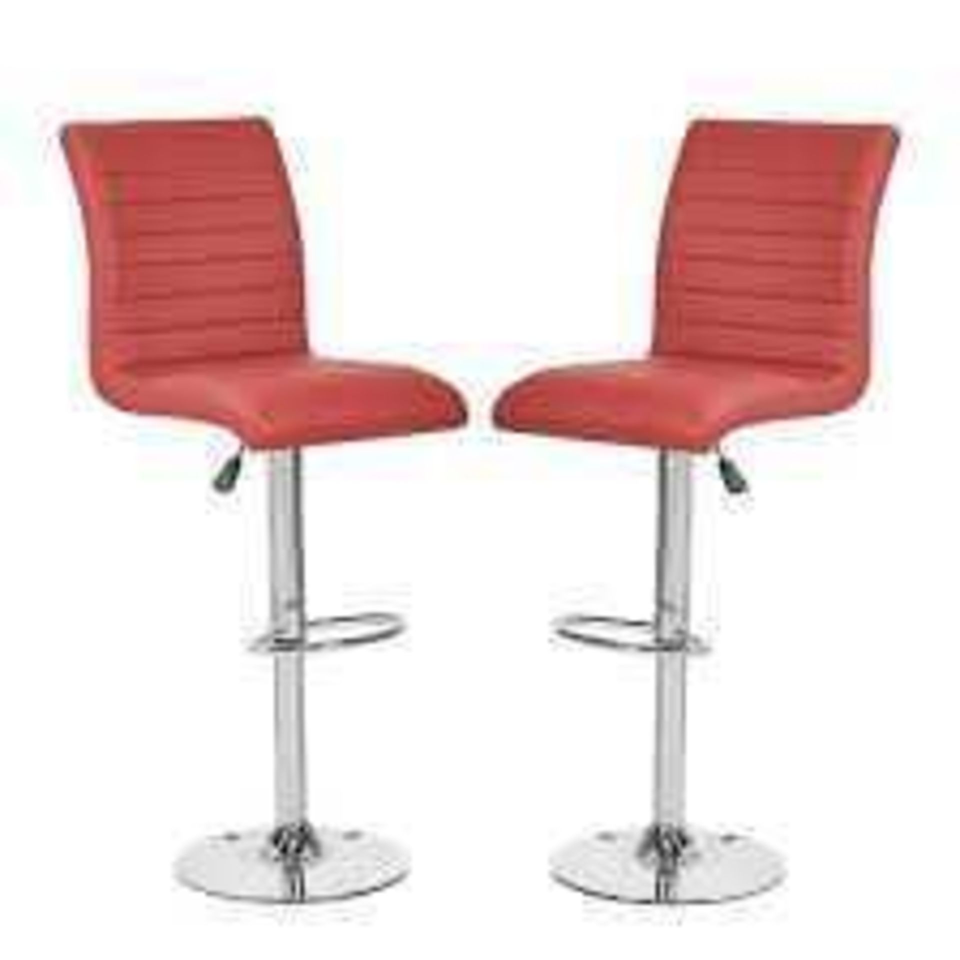 RRP £200 Boxed RRP £340 Boxed Ripple Bar Stool In Red Faux Leather Set Of Two