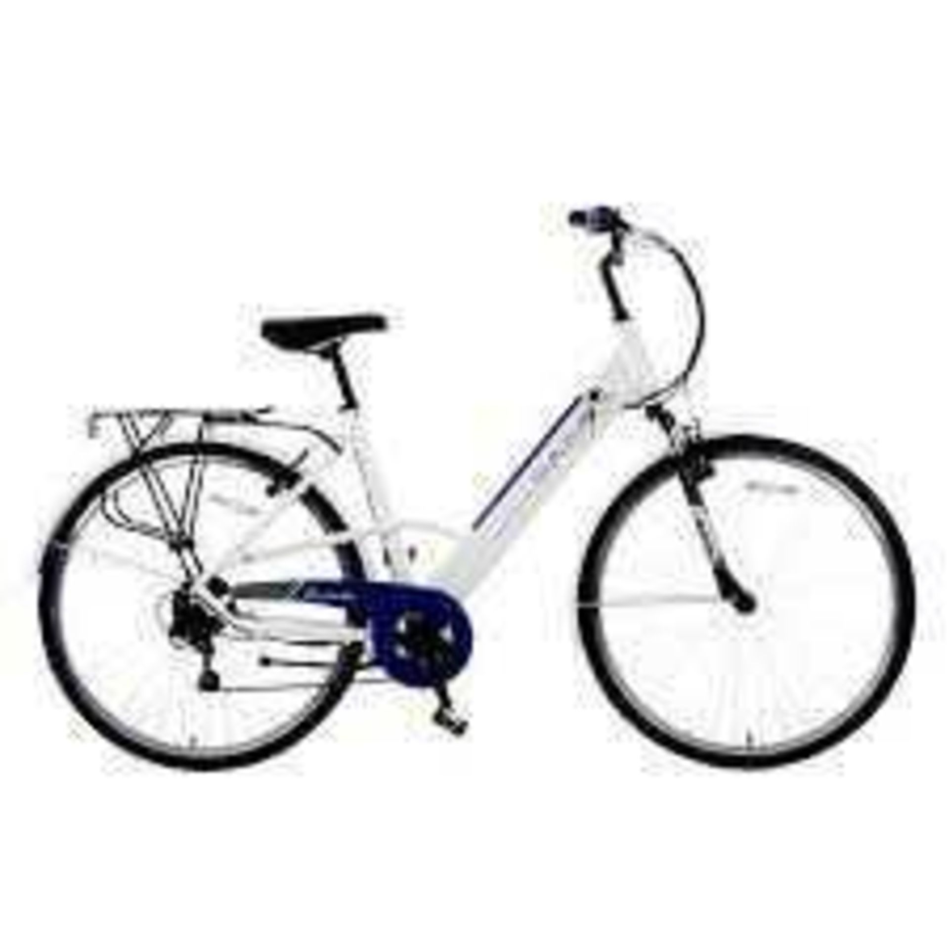 RRP £800 Basis Dorchester Step Through Integrated Electric City Bike - White/Blue(Unassembled)