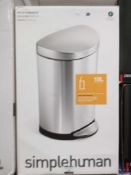 RRP £50 Boxed Simplehuman Semi-Round Step Can Bin 10L