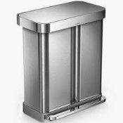 RRP £175 Unboxed Simplehuman Dual Compartment Step Can Bin (In Need Of Attention)