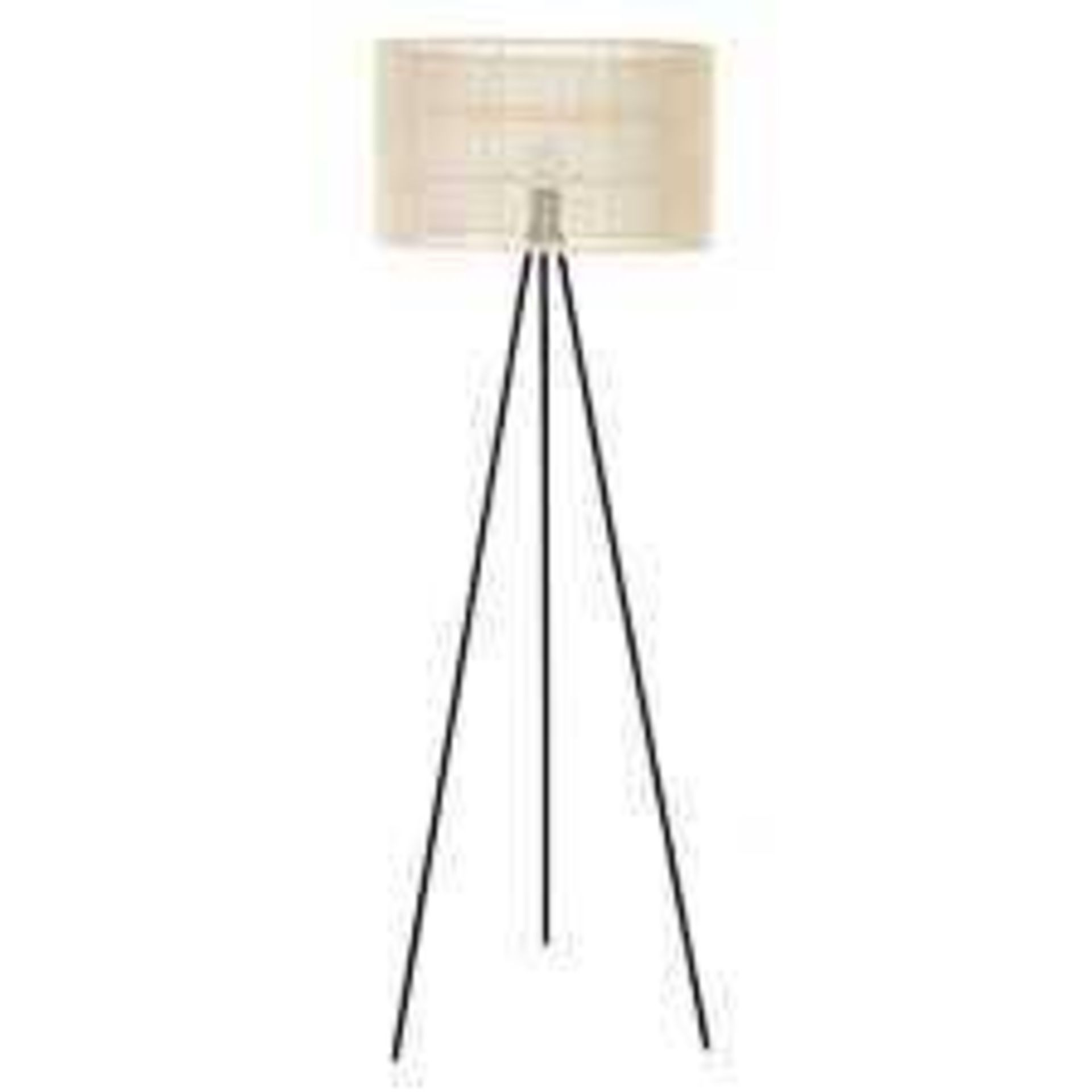 RRP £175 Boxed Debenhams Designer Rattan Tripod Floor Light