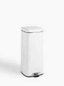 RRP £40 Boxed John Lewis 30L Pedal Bin In Powder-Coated Steel