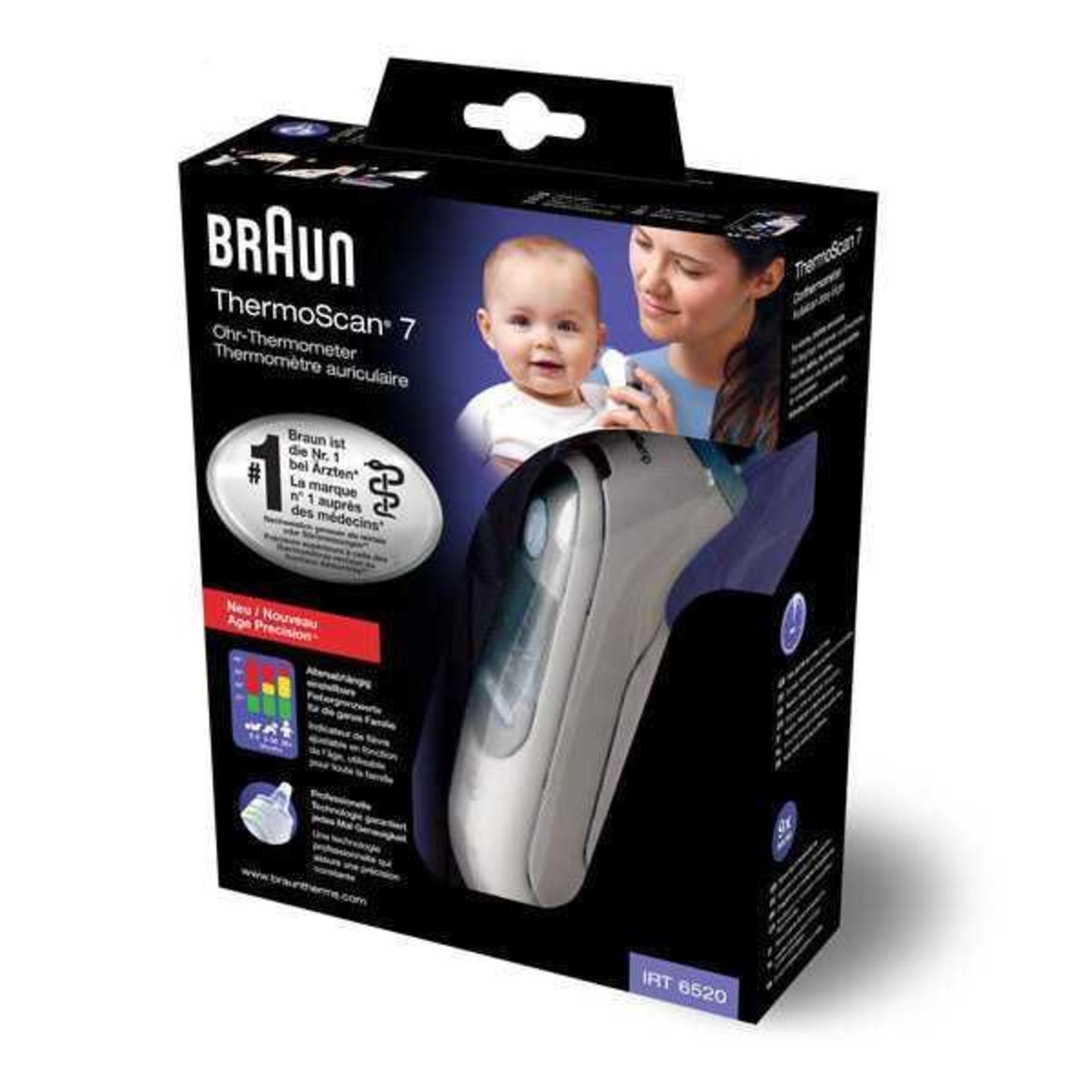 RRP £60 Boxed Braun Thermoscan 7 Age Precision In-Ear Thermometer