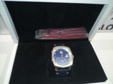 RRP £220 Boxed In Gift Case Constantine Weisz Mens Blue Leather Strap Automatic Limited Edition Watc