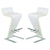 RRP £250 Boxed Farello Bar Stools In White Faux Leather In A Pair