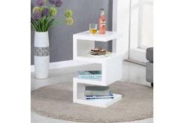 RRP £160 Boxed Trio Modern Side Table In White High Gloss