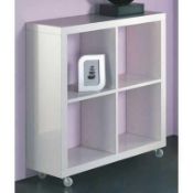 RRP £100 Boxed Nate Shelf In White Satin Wood On Casters