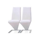 RRP £250 Boxed Demi Z Dining Chairs In White Faux Leather In A Pair