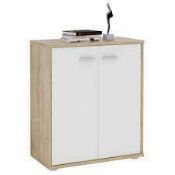 RRP £200 Boxed Designer White 2-Drawer Side Cabinet