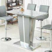 RRP £320 Topaz Bar Table In Grey High Gloss