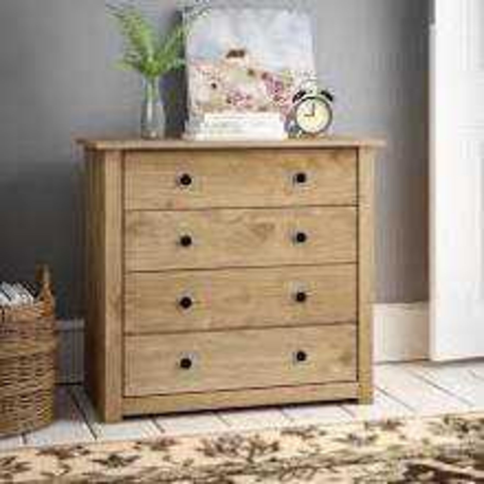 RRP £220 Boxed Stockwell 4 Drawer Chest Rustic Oak Effect - Image 2 of 2