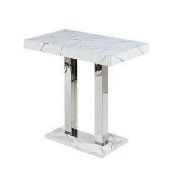 Rrp £370 Boxed Marble Effect Bar Table Rectangular In Gloss Finish