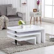 RRP £320 Boxed Design Rotating Coffee Table In White High Gloss And Oak