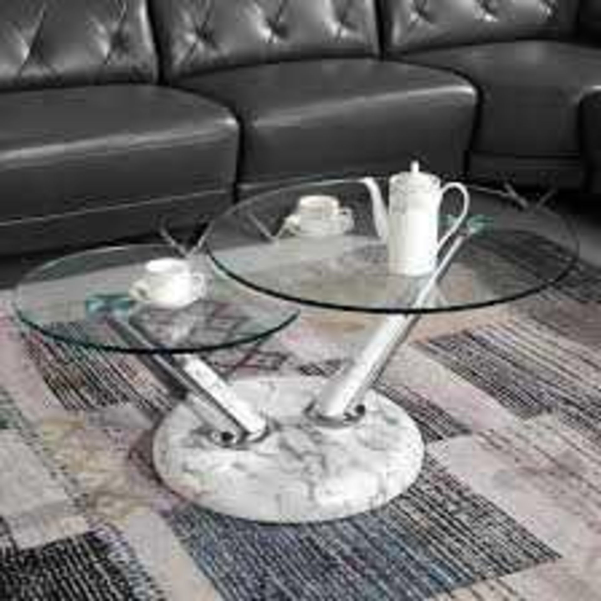 RRP £320 Boxed Tokyo Rotating Coffee Table In Marble Pvc