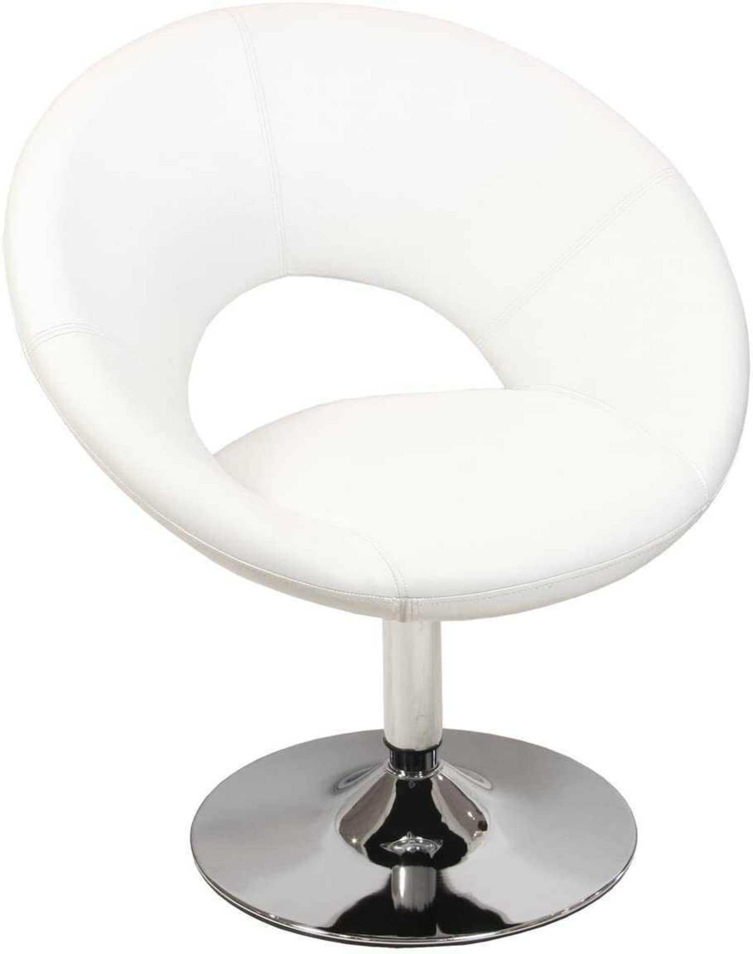 RRP £80 Boxed Febland Swivel Tub Chair White Faux Leather, 80 X 42 X 74 Cm