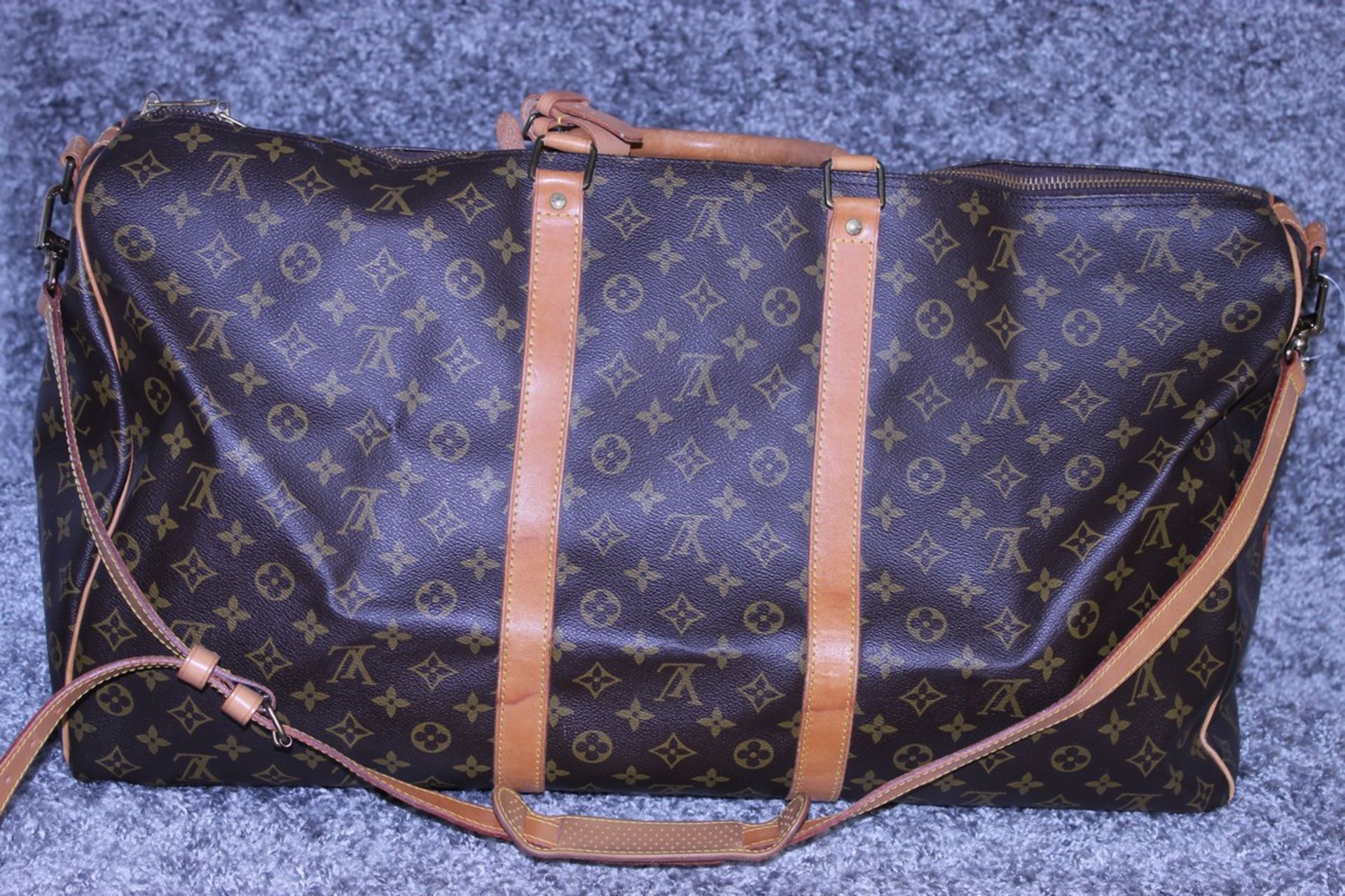 RRP £1,800 Louis Vuitton Keepall 60 Bandouliere Travel Bag, Brown Coated Canvas Monogram, 60X26X31Cm