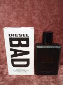 RRP £60 Boxed New Ex Tester Bottle Diesel Bad 75Ml Eau De Toilette Spray