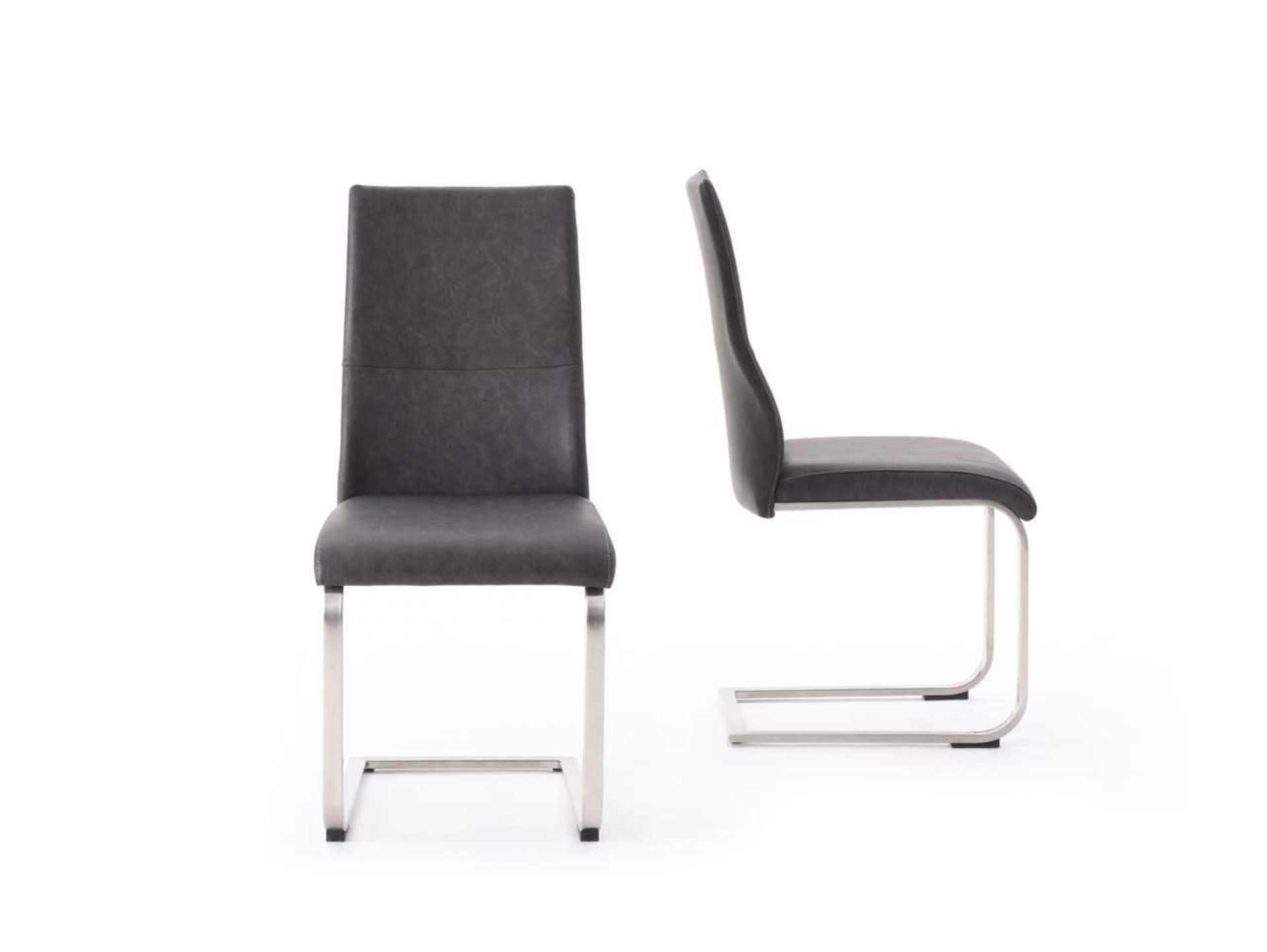 RRP £150 Boxed Set Of 2 Brushed/Steel Cuba Dining Chairs