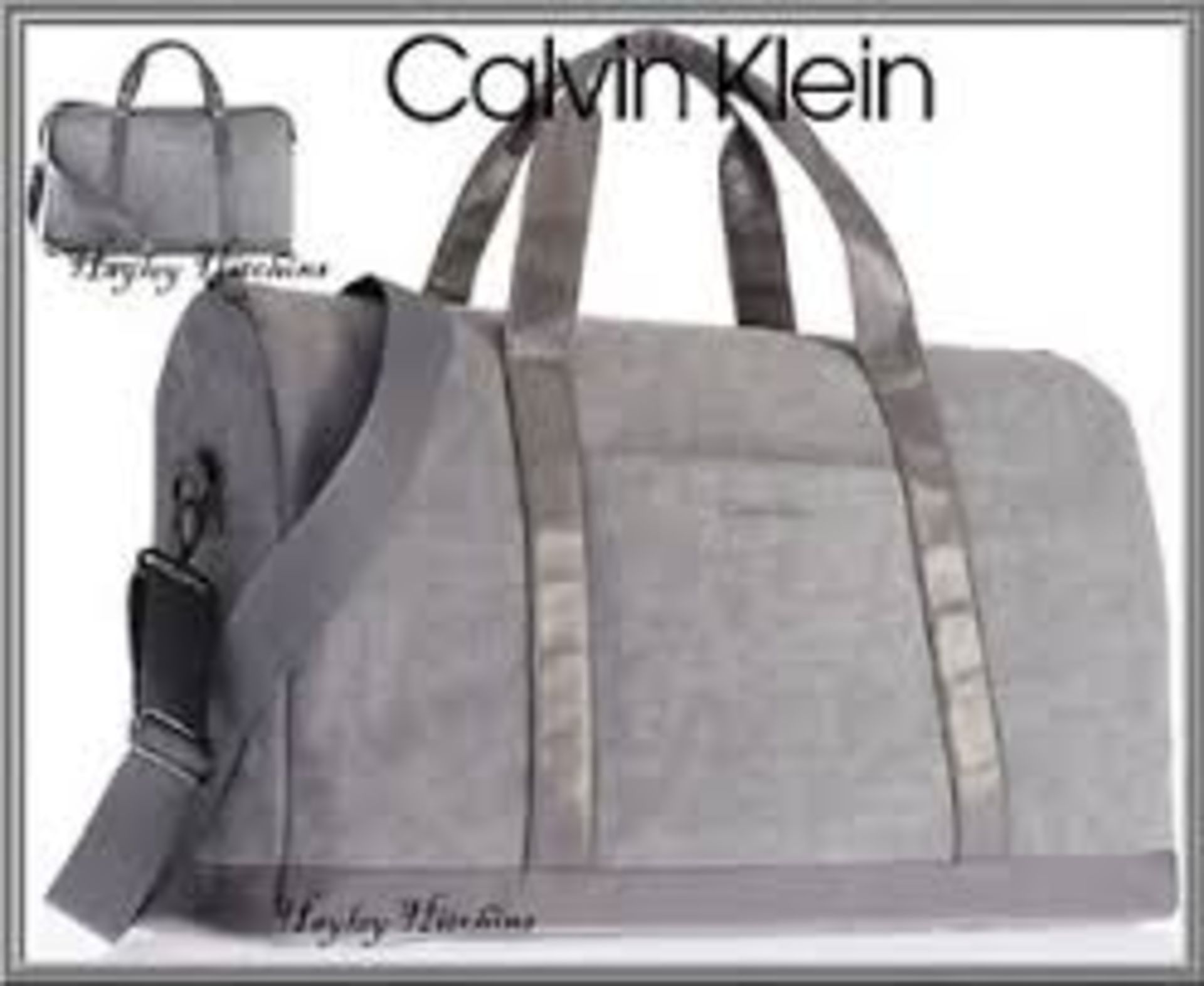 RRP £80 Calvin Klein Grey fabric and Leather Duffle Bag