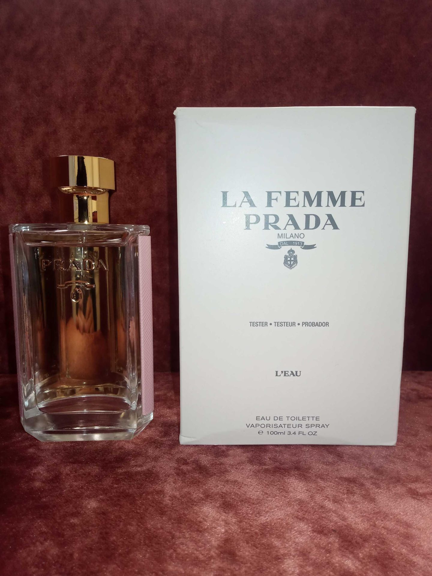 RRP £90 Boxed Unused Ex-Display Tester Bottle Of Prada 100Ml La Femme L'Eau Edt Natural Spray Vapori