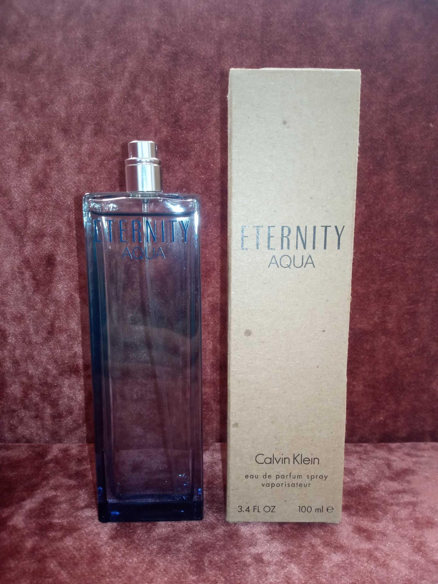 RRP £60 Boxed Unused Ex-Display Tester Bottle Of Calvin Klein Eternity Aqua 100Ml Edp Natural Spray