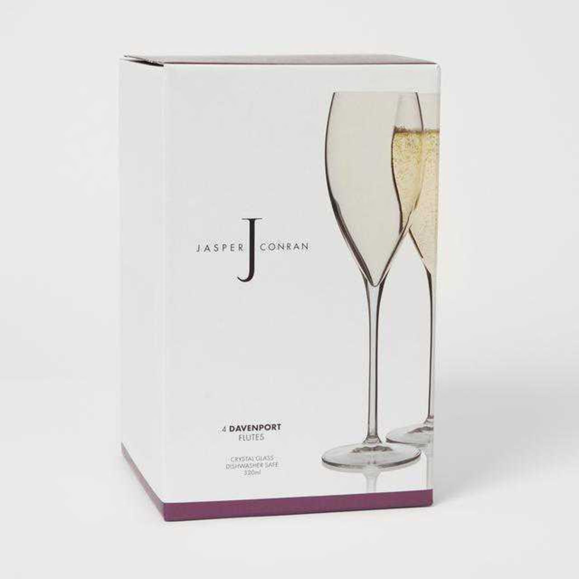 RRP £120 Lot To Contain 4 Boxed Jasper Conran Set Of 4 Davenport Crystal Glass Champagne Flutes