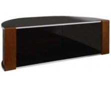 RRP £250. Boxed Walnut And Oak Sirius 1200 Curved Tv Cabinet