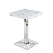 RRP £190. Boxed Palmero Marble Effect Bar Table In Glossy Finish