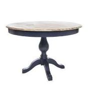 RRP £300. Boxed Large Oval Fixed Top Pedestal Table - Navy Blue