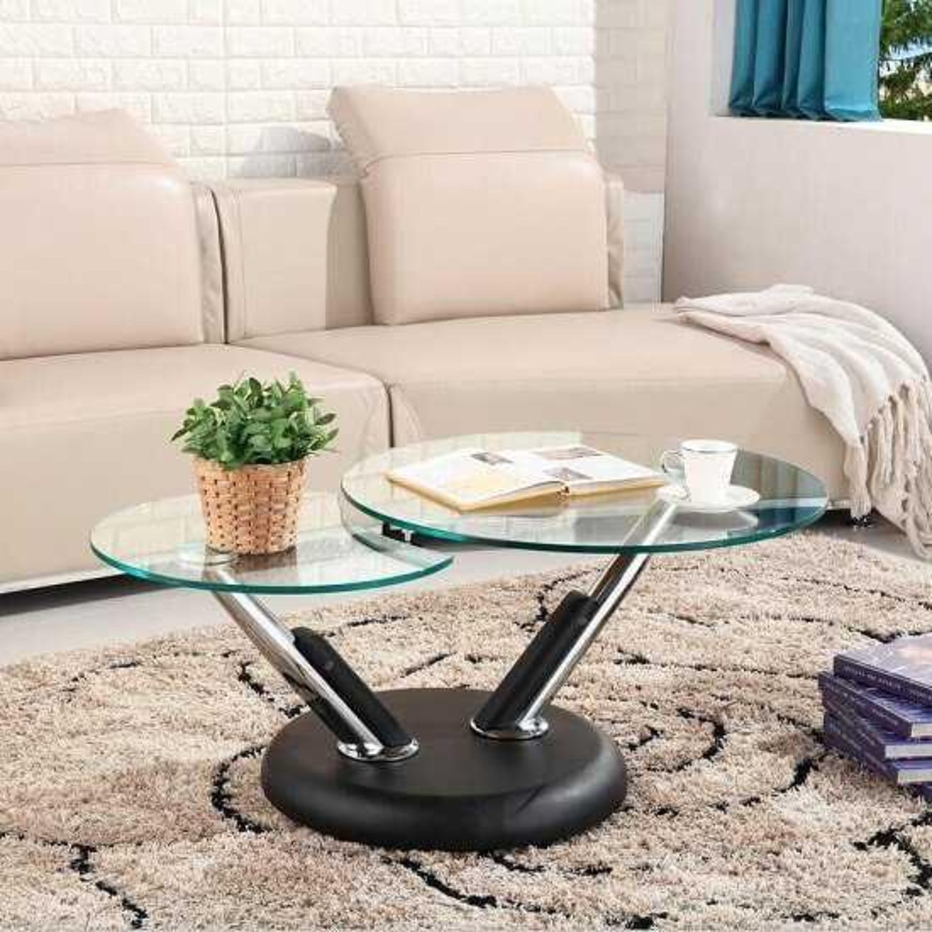 RRP £200. Boxed Glass Top Stylish Tokyo Coffee Table