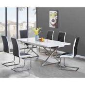 RRP £550. Boxed Mayline Dining Table In White High Gloss.