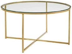 RRP £150. Boxed Coffee Table With X Base In Marble/Gold