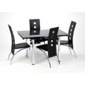 RRP £250. Boxed Black Paris Extending Dining Table With Chrome Legs