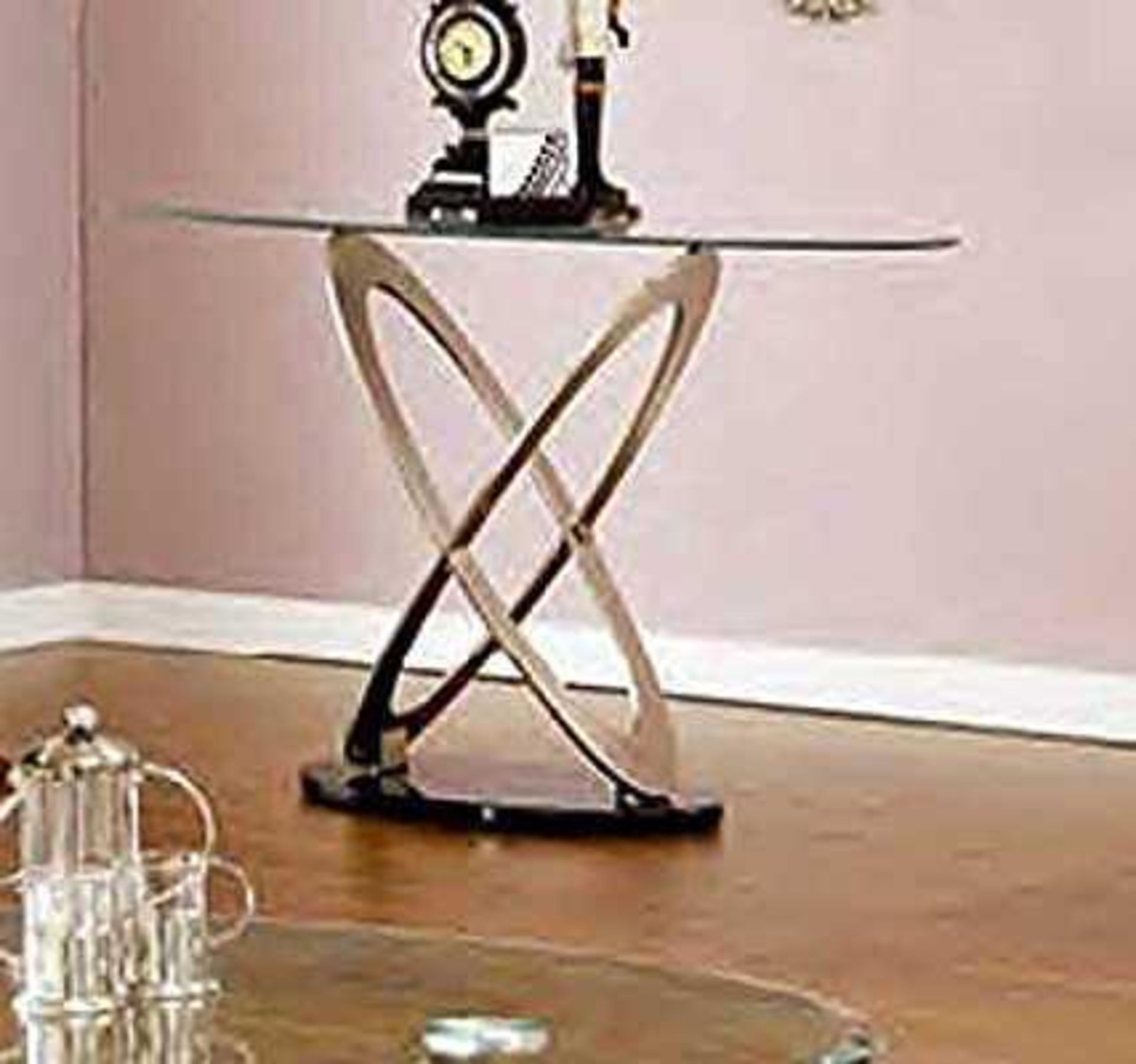 RRP £350. Boxed Picaaso 8Mm Tempered Glass Console Table