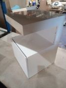 RRP £120. Boxed Sofaside Unit With Storage And Shelf - White High Gloss
