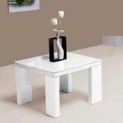 RRP £250. Boxed Arctic Lamp Table With Mdf And Glass Top In White