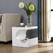 RRP £100. Boxed C Figure High Gloss Grey Side Table