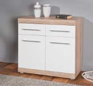 RRP £170. 2 Drawer, 2 Doors Sideboard In Sonoma Oak And White High Gloss