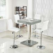 RRP £200. Boxed Topaz Bar Table In High Gloss - Grey
