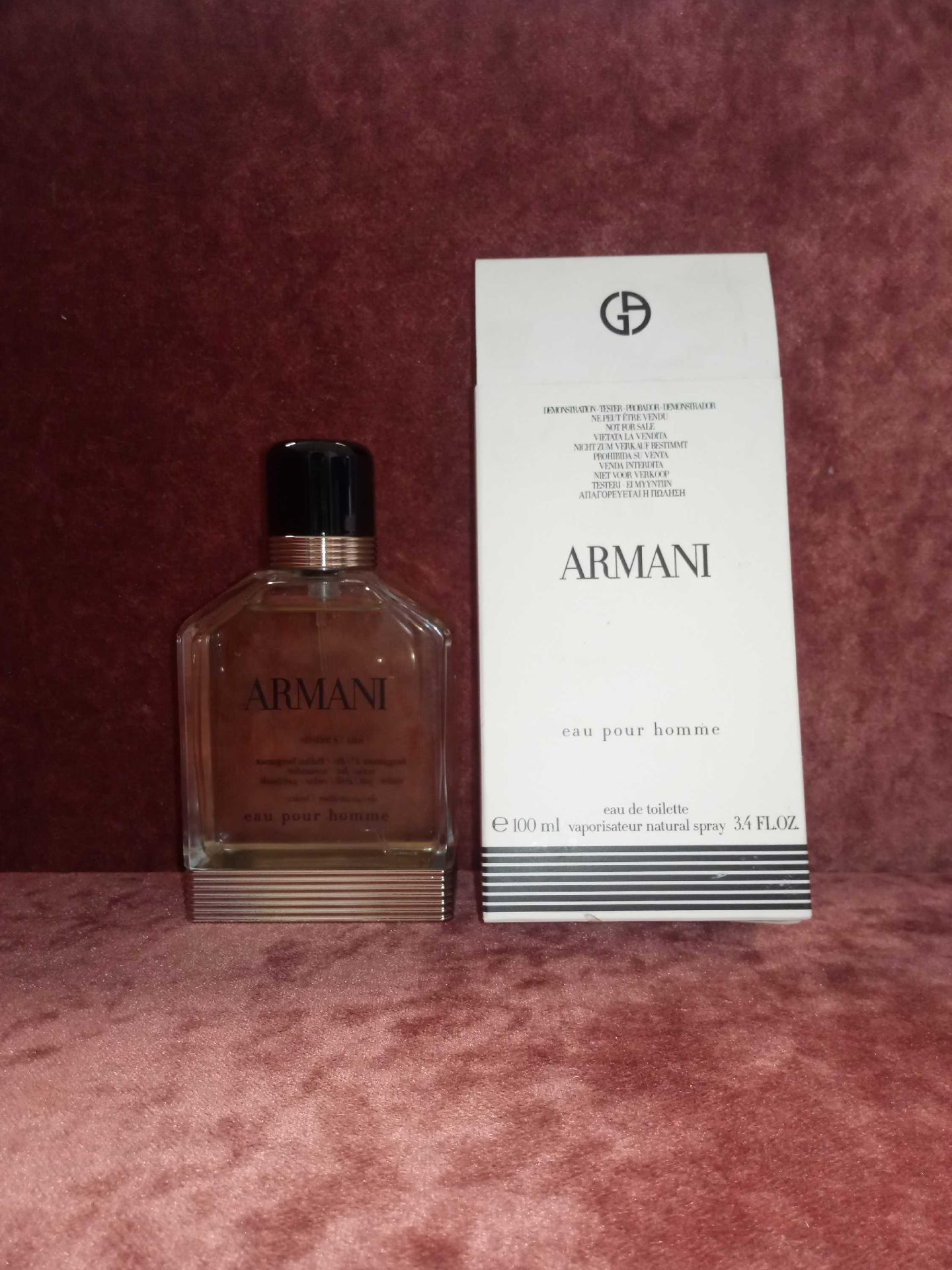 RRP £80 Boxed Unused Ex-Display Tester Bottle Of Armani Eau Pour Homme 100Ml Edt Natural Spray Vapor