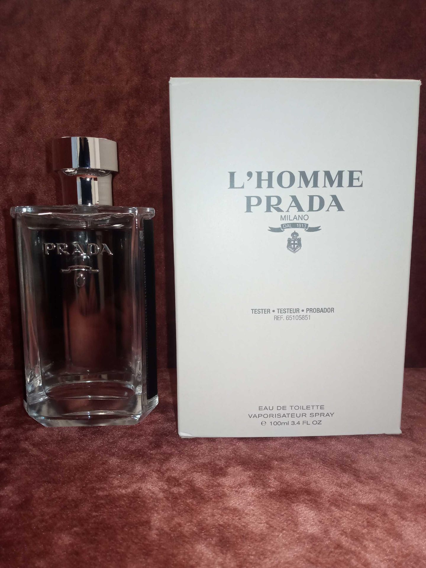 RRP £75 Boxed Unused Ex-Display Tester Bottle Of L'Homme Prada 100Ml Edt Natural Spray