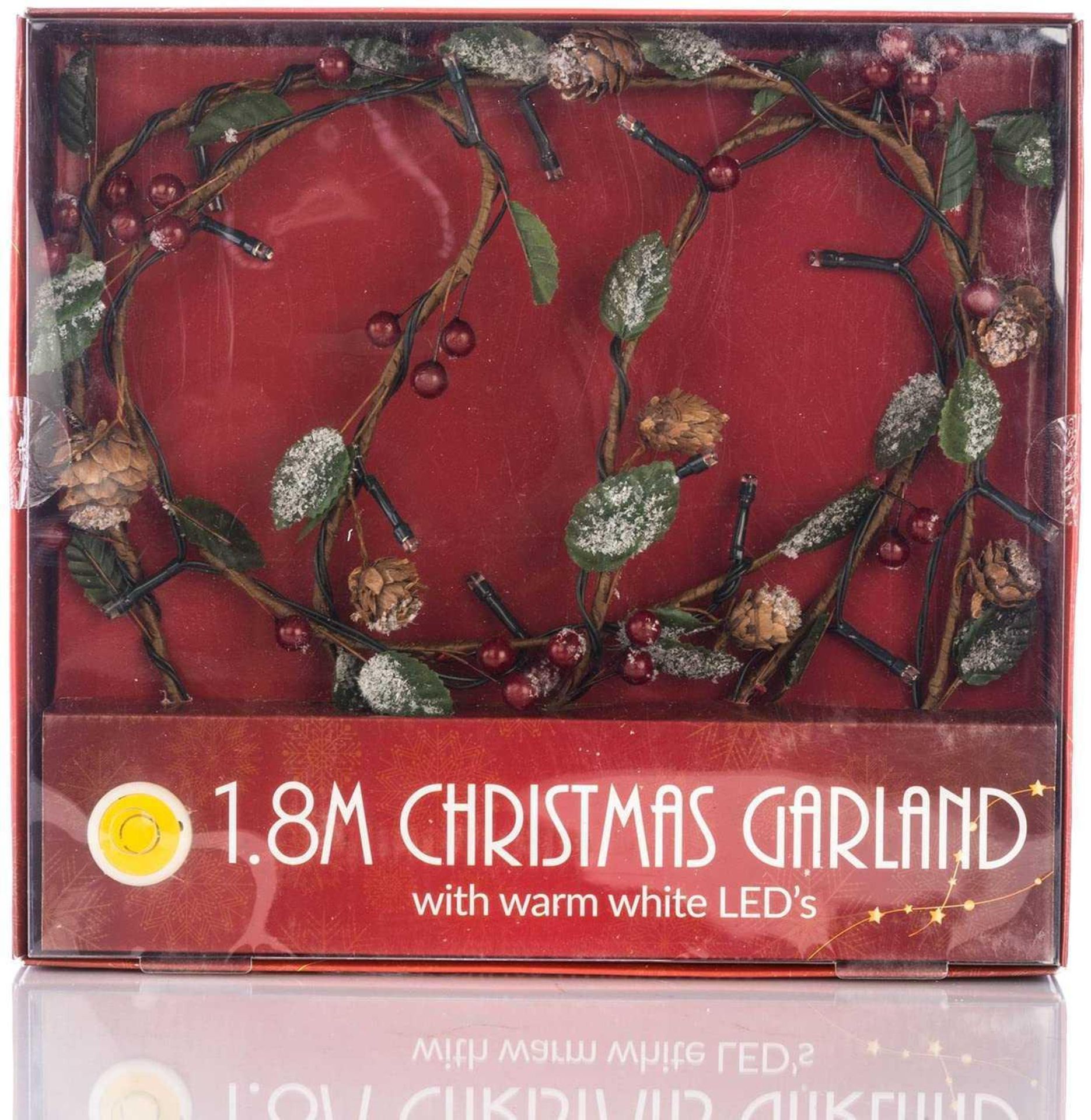 RRP £240 Lot To Contain 24 Brand New Boxed 1.8 M Christmas Garland With Warm White Leds