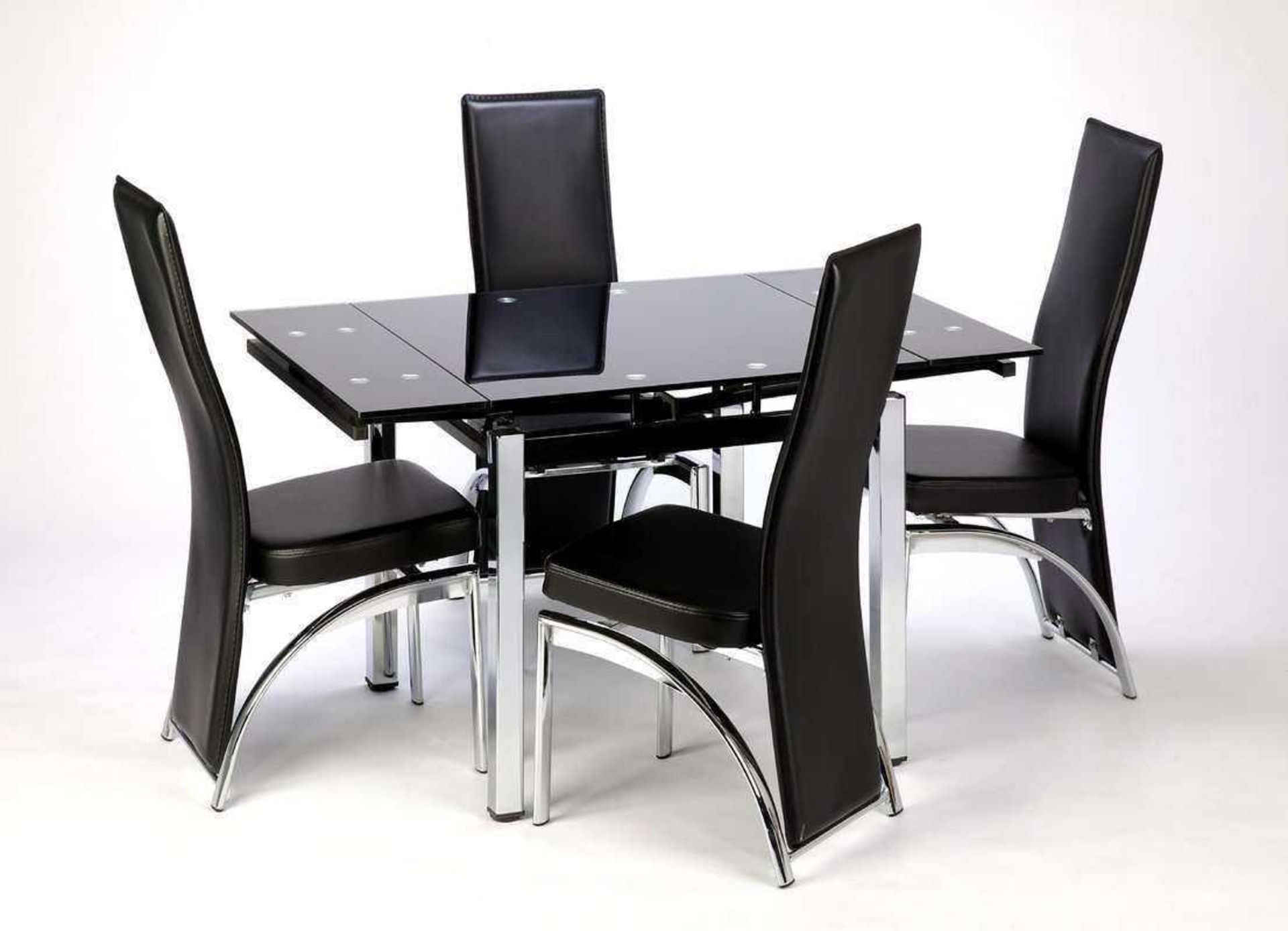 RRP £260. Boxed Paris Extending Dining Table Black Glass Top